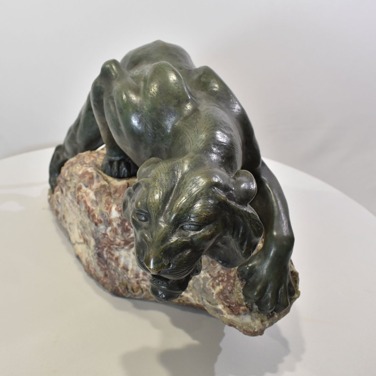 Sculptures Anciennes En Bronze, Grande Lionne, Giacomo Merculiano, Art Deco, XX Siècle (STB103)-photo-5