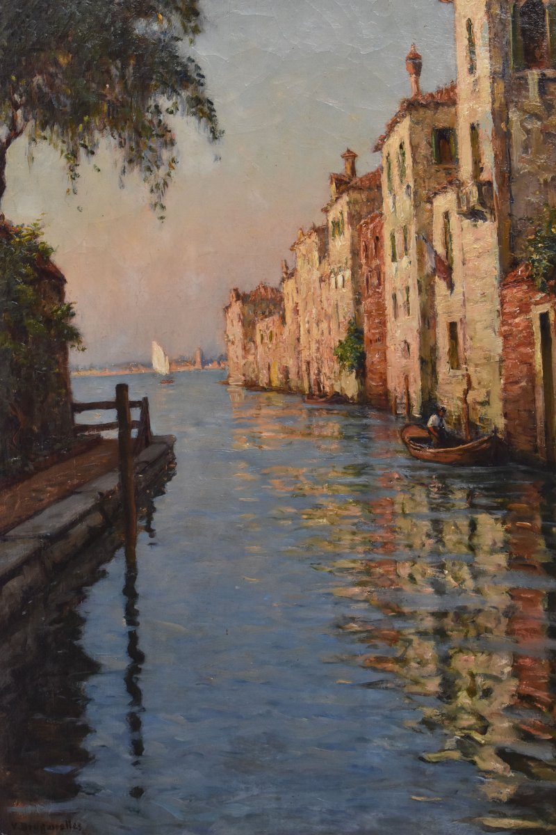 Tableau Ancien, Victor Brugairolles, Vue De Venise, XX Siècle (QP694)-photo-3