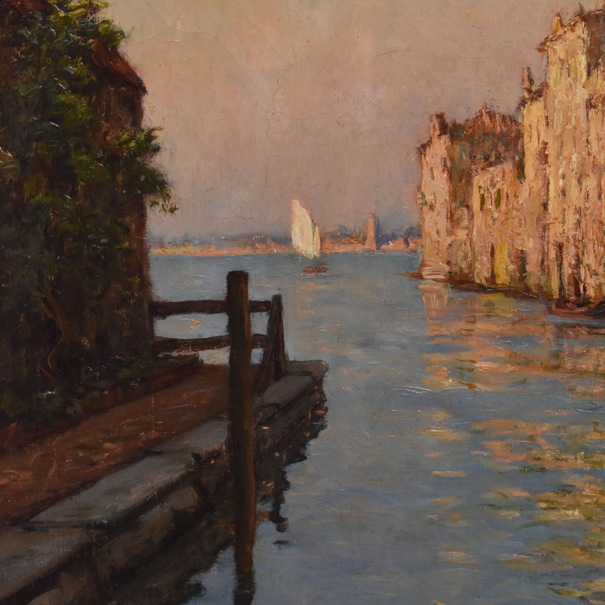 Tableau Ancien, Victor Brugairolles, Vue De Venise, XX Siècle (QP694)-photo-1