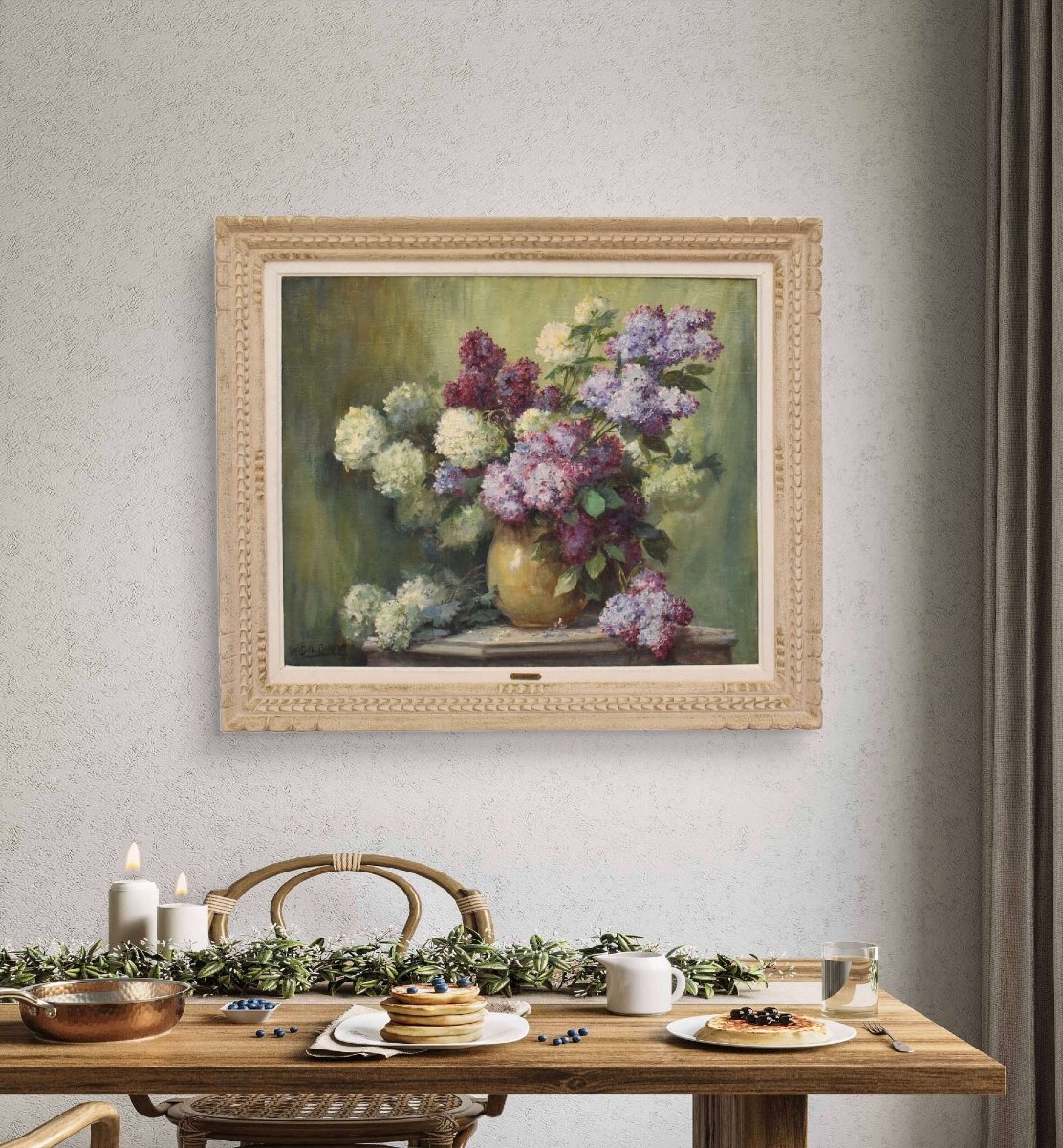 Tableaux Anciens, Lucien Gilbert Darpy, Nature Morte Fleurs De Lilas, Huile , XX  (QF698)-photo-2
