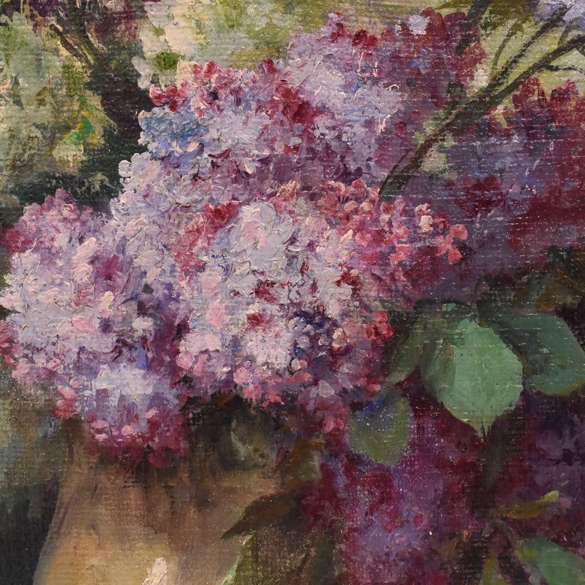 Tableaux Anciens, Lucien Gilbert Darpy, Nature Morte Fleurs De Lilas, Huile , XX  (QF698)-photo-3