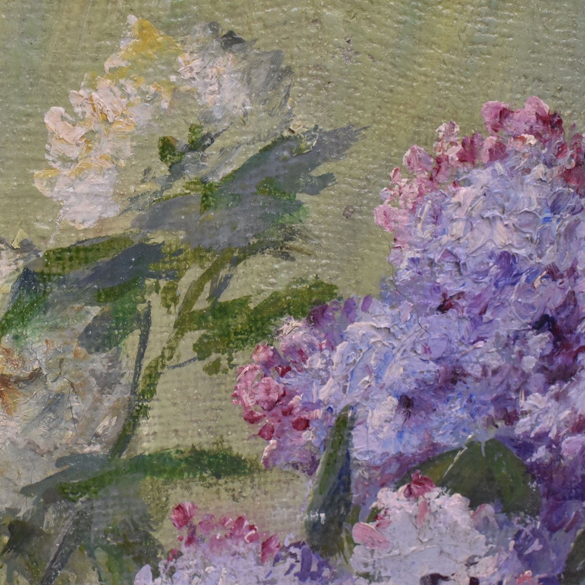 Tableaux Anciens, Lucien Gilbert Darpy, Nature Morte Fleurs De Lilas, Huile , XX  (QF698)-photo-4