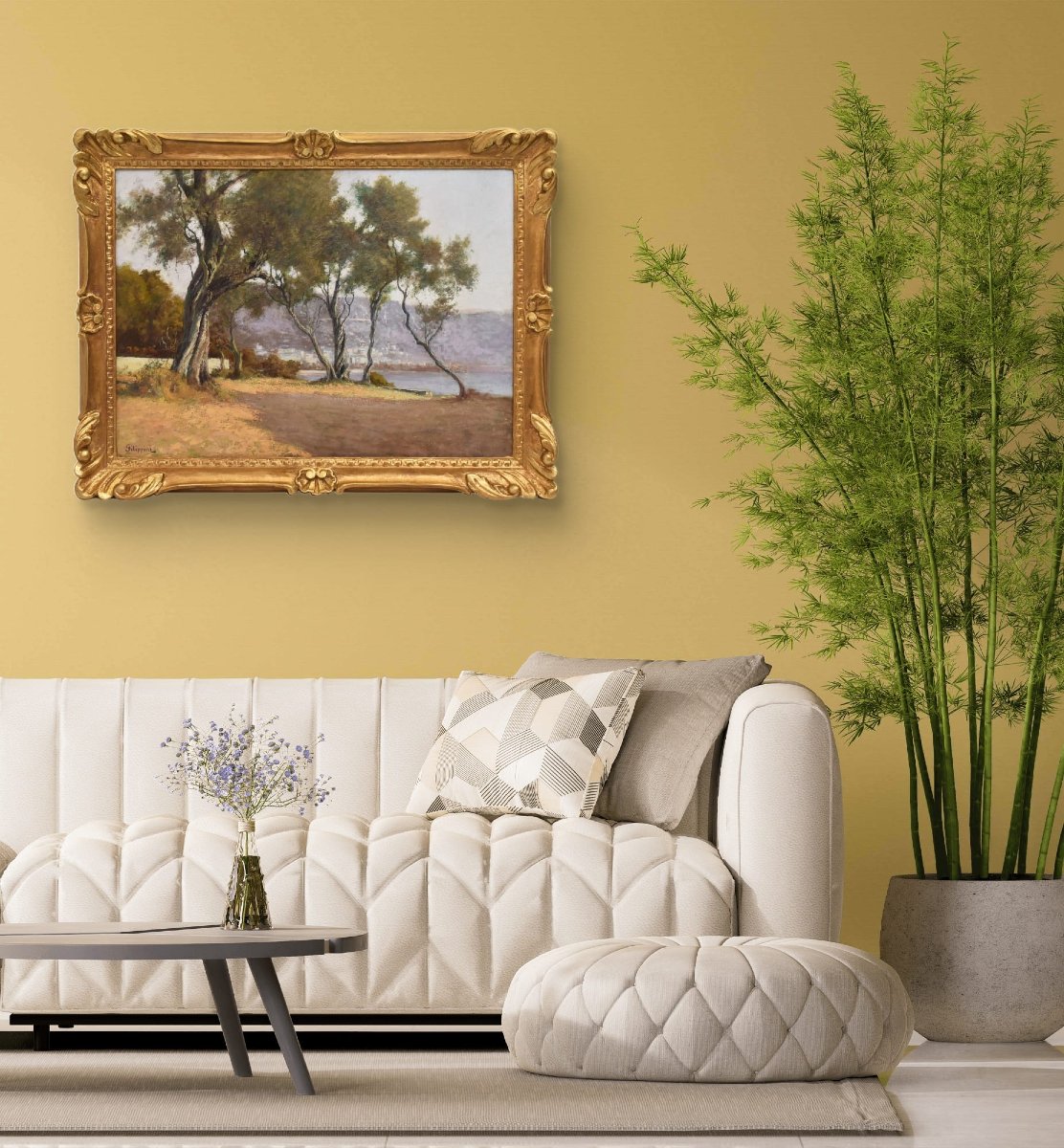 PAYSAGES AVEC OLIVIERS, CÔTE MÉDITERRANÉENNE, EMILIO FILIPPINI, HUILE SUR TOILE, XX. (QP697)-photo-2