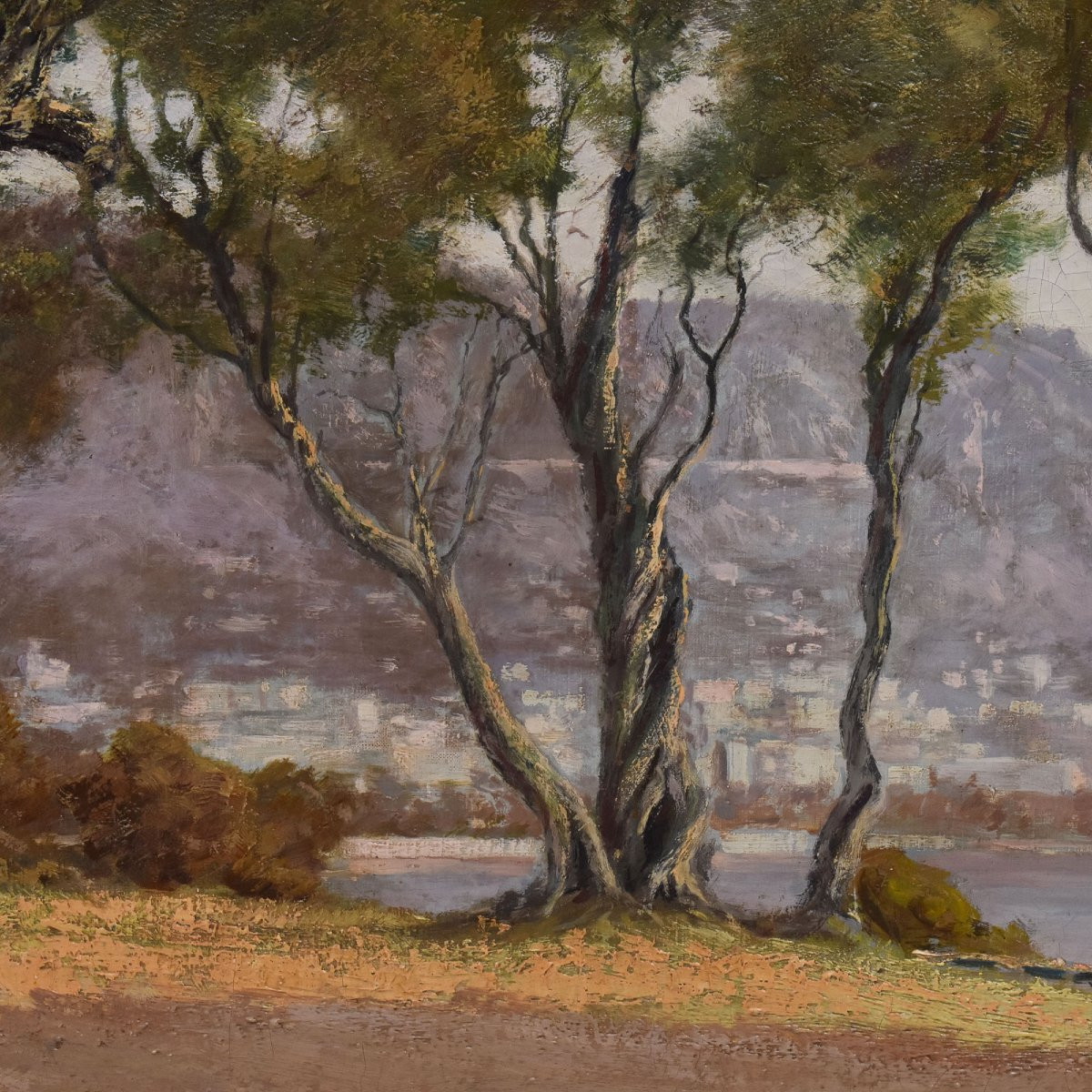 PAYSAGES AVEC OLIVIERS, CÔTE MÉDITERRANÉENNE, EMILIO FILIPPINI, HUILE SUR TOILE, XX. (QP697)-photo-4