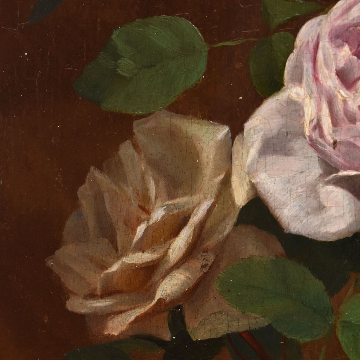 Tableaux Anciens Fleurs, Jules Contencin, Peinture Fleurs, Roses, XIXè Siècle. (QF704)-photo-2