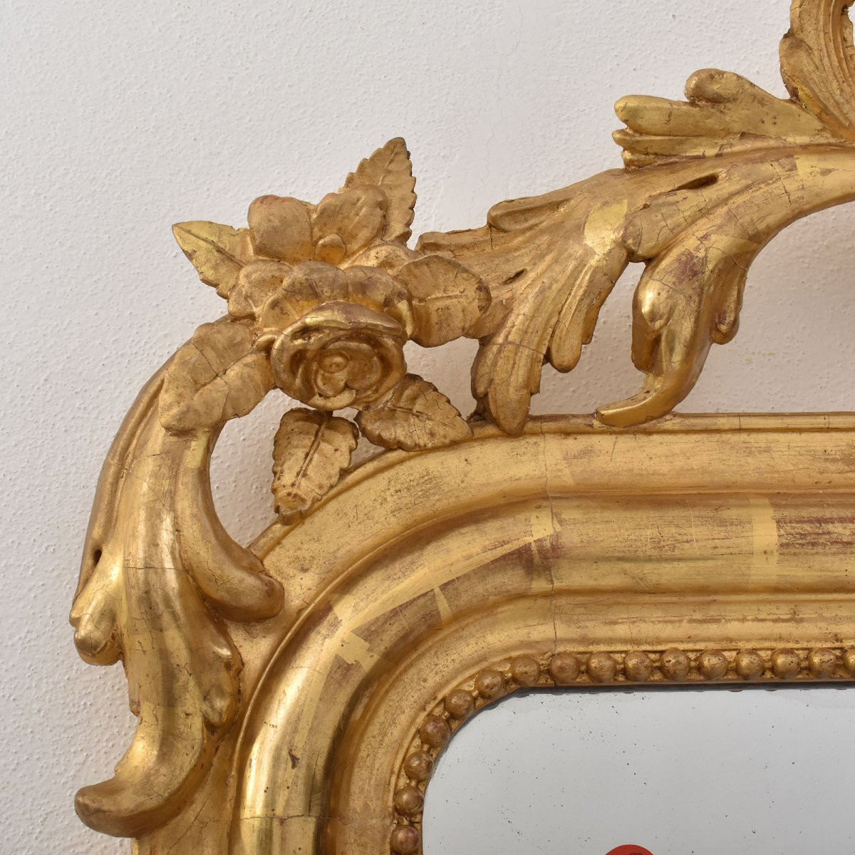 Miroir Louis Philippe Avec Coquille, Miroir Doré Ancien, XIXè Siècle. (SPC195)-photo-3