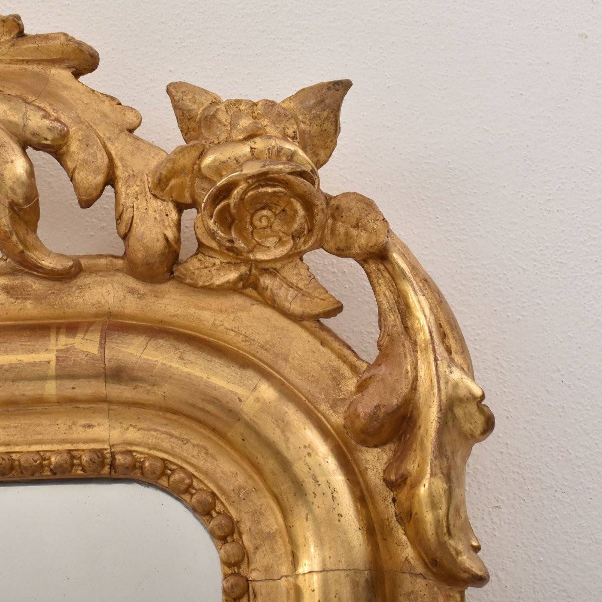 Miroir Louis Philippe Avec Coquille, Miroir Doré Ancien, XIXè Siècle. (SPC195)-photo-4