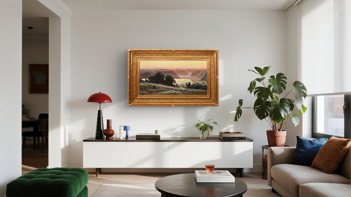 Tableau Ancien Paysages, Didier Pouget, Lac de Chambly, Jura, Huile Sur Toile, XX (QP706)-photo-2