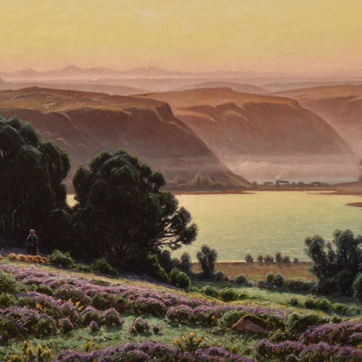 Tableau Ancien Paysages, Didier Pouget, Lac de Chambly, Jura, Huile Sur Toile, XX (QP706)-photo-4