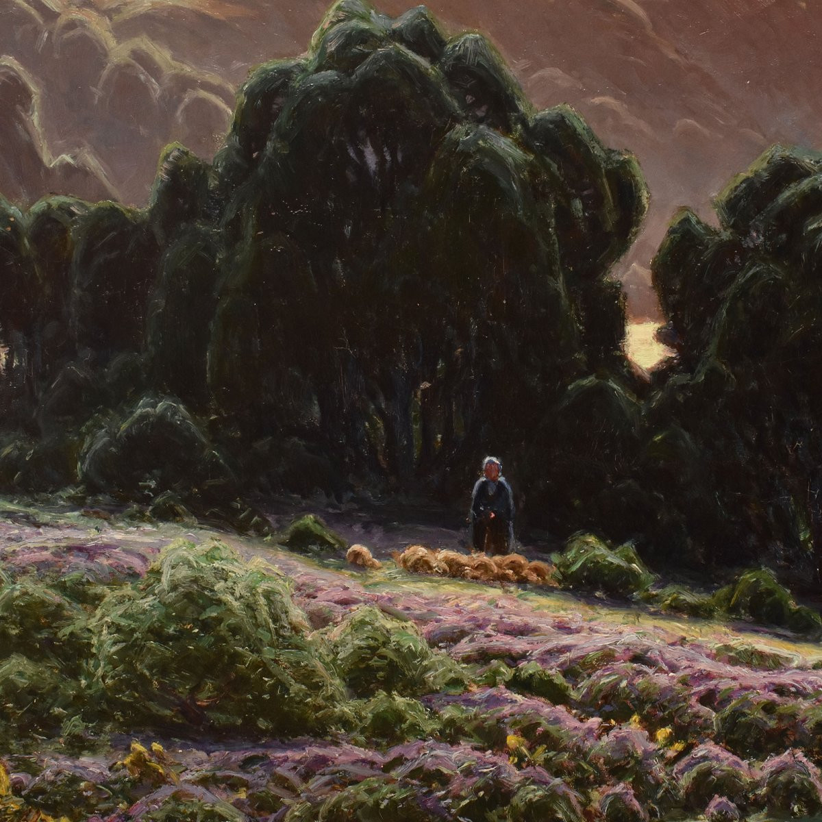 Tableau Ancien Paysages, Didier Pouget, Lac de Chambly, Jura, Huile Sur Toile, XX (QP706)-photo-2