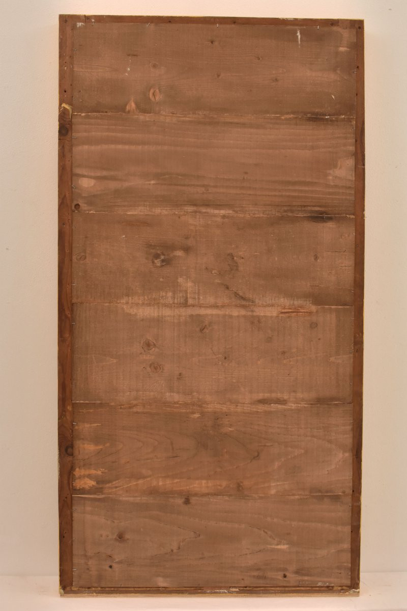 Miroir Empire Rectangulaire, Miroir Doré Ancien, Motifs Floraux, XIX Siècle. (SPR200)-photo-6