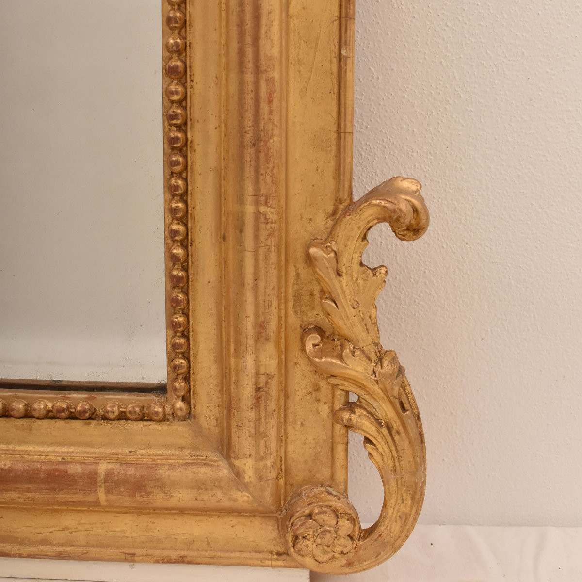 Miroir Louis Philippe, Miroirs Doré Anciens Avec Fleurs Et Putti, XIXè Siècle. (SPC203)-photo-6