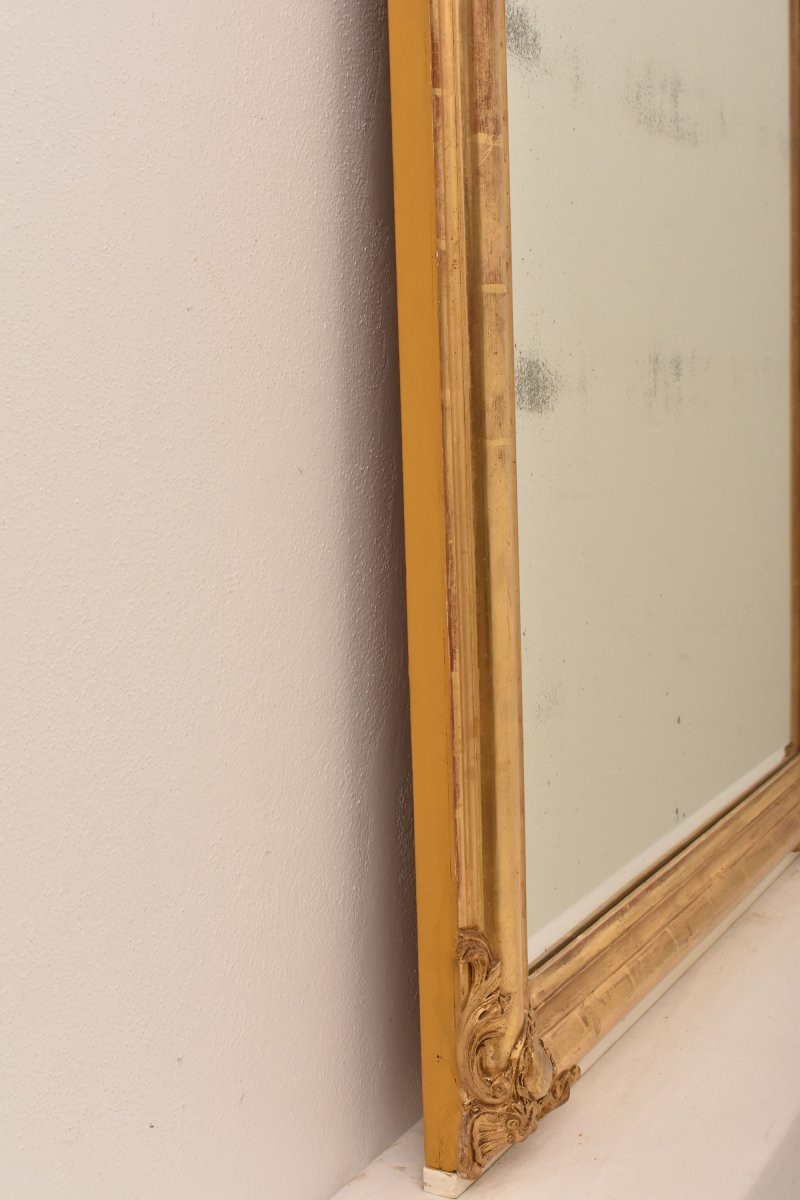 Antique Gold Leaf Mirror, Rectangular Wall Mirror With Love Knot, Louis Philippe, XIX (spc206)-photo-6