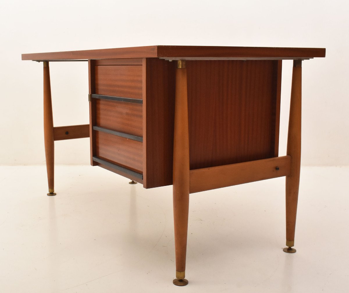 Schirolli-signed Desk, Vintage, Italian Mid-century Modern Design, XX Century. (scr42)-photo-1