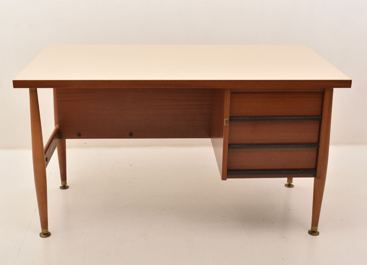 Schirolli-signed Desk, Vintage, Italian Mid-century Modern Design, XX Century. (scr42)