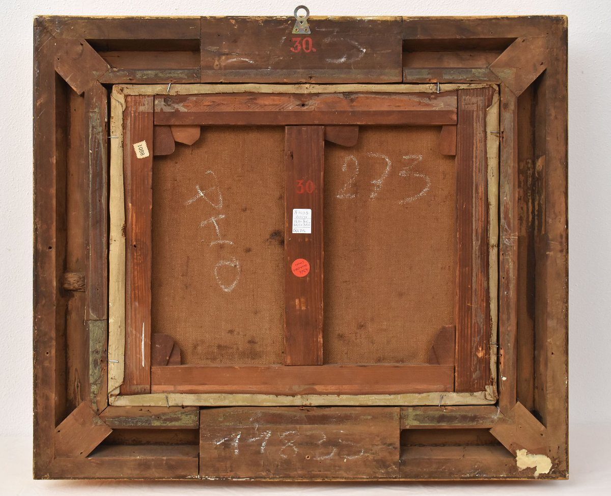 Antique Painting, Dogs Portrait Painting, Maltese And Spaniel, Oil On Canvas (qa714)-photo-5