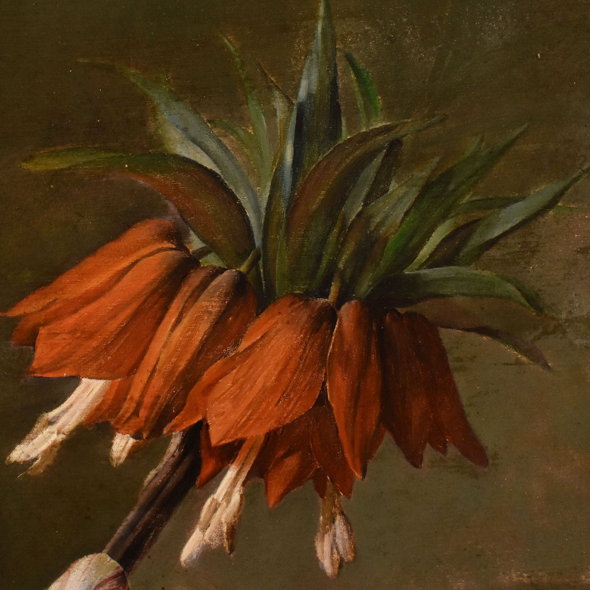 Antique Floral Painting, Peonies And Roses Flowers, Oil On Canvas, 19th Century. (qf720)-photo-6