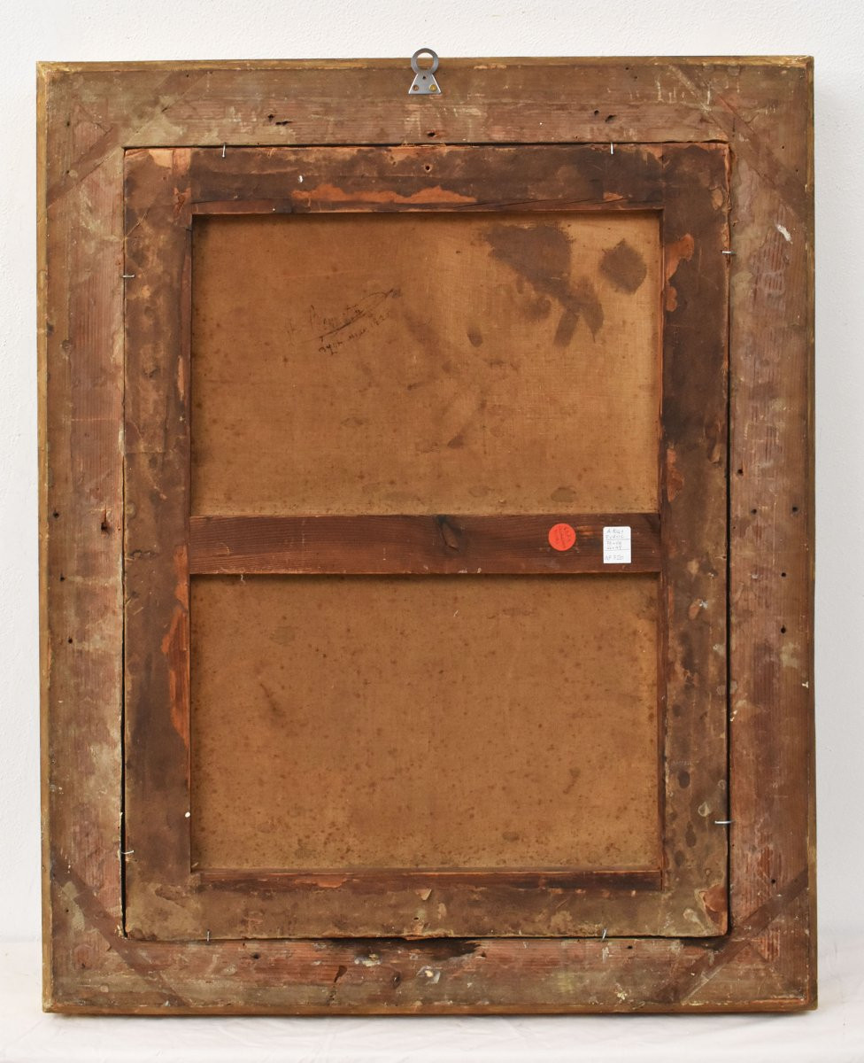 Antique Floral Painting, Peonies And Roses Flowers, Oil On Canvas, 19th Century. (qf720)-photo-8