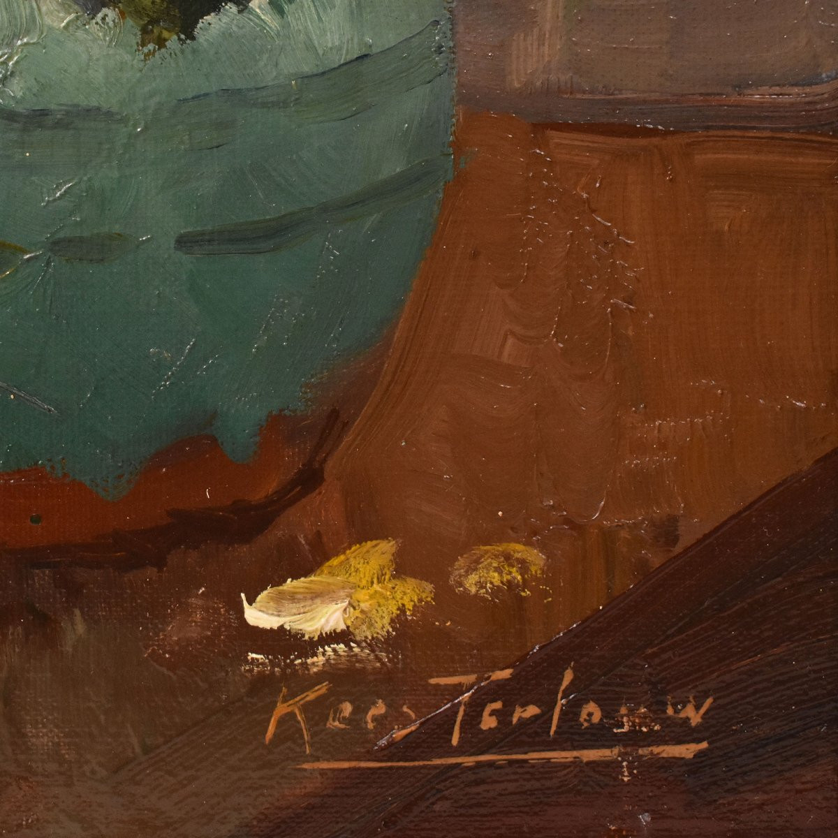 Tableau Fleur, Kees Terlouw, Petite Nature morte, Roses Jaunes, Art Déco  (QF719)-photo-4