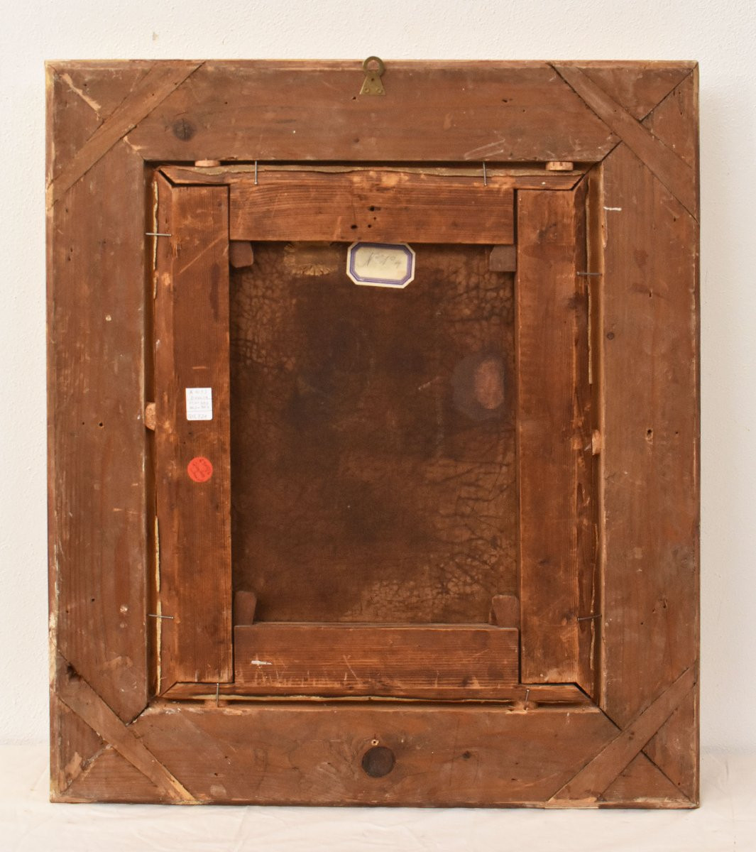 Antique Gentleman And Woman Portrait Painting, Interior Scene, Oil On Canvas, XIX. (qr721)-photo-7