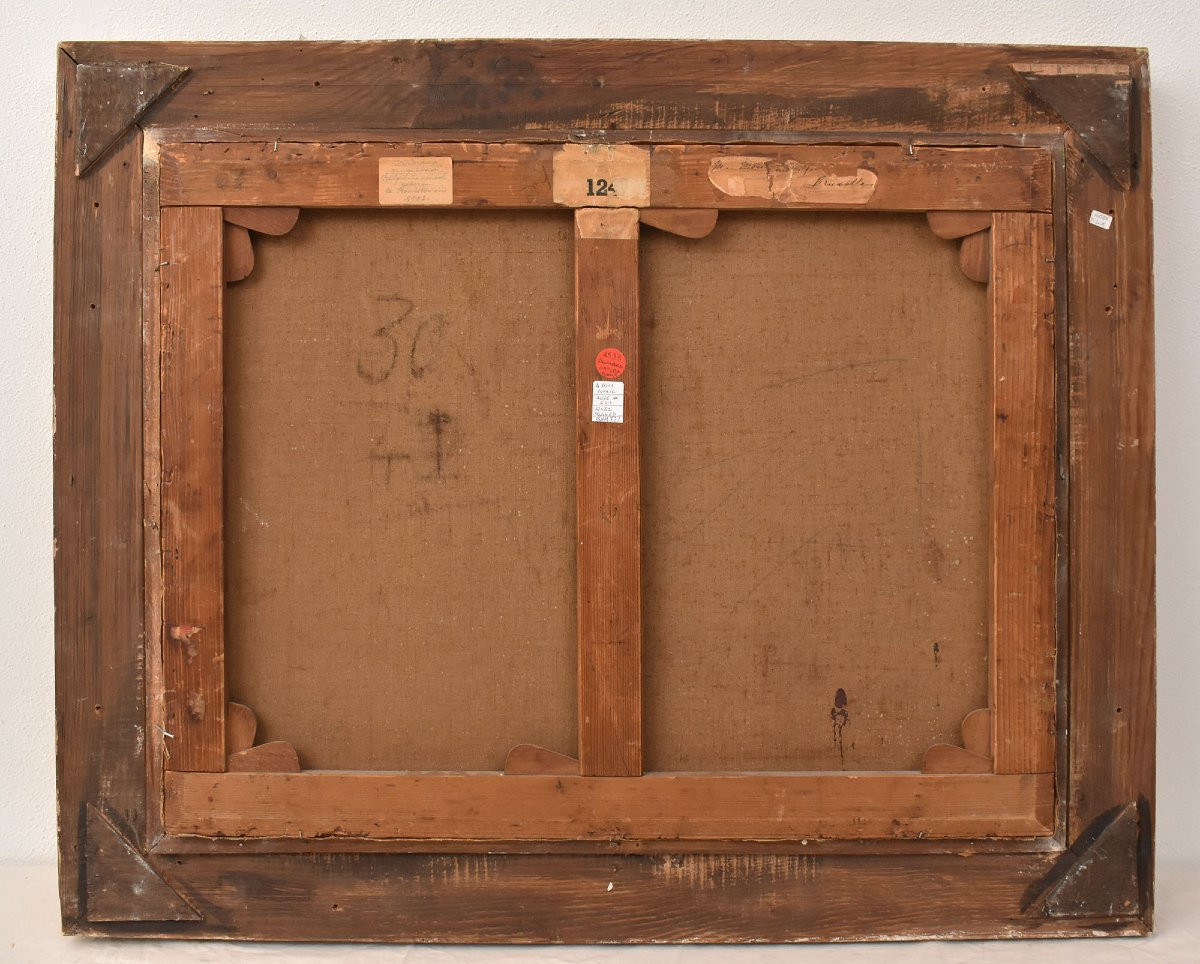 Art Deco Still Life Painting, Flowers Vase Painting, Spring Floral, Oil On Canvas (qnm722)-photo-7