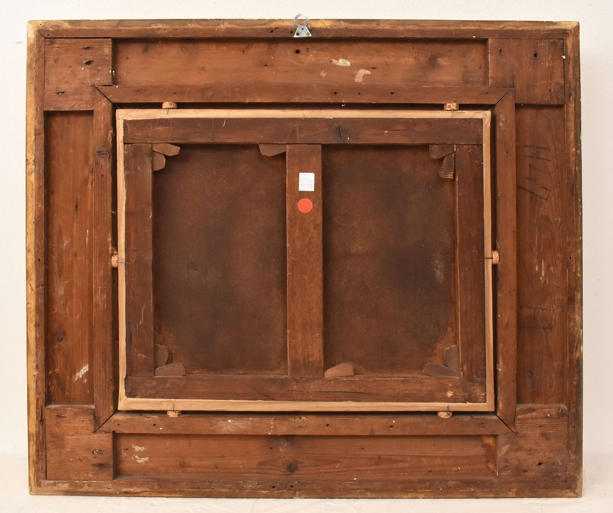 Antique Portrait Painting, Young Lady And Gentleman, Gallant Scene, Oil On Canvas, XIX (qr723)-photo-6