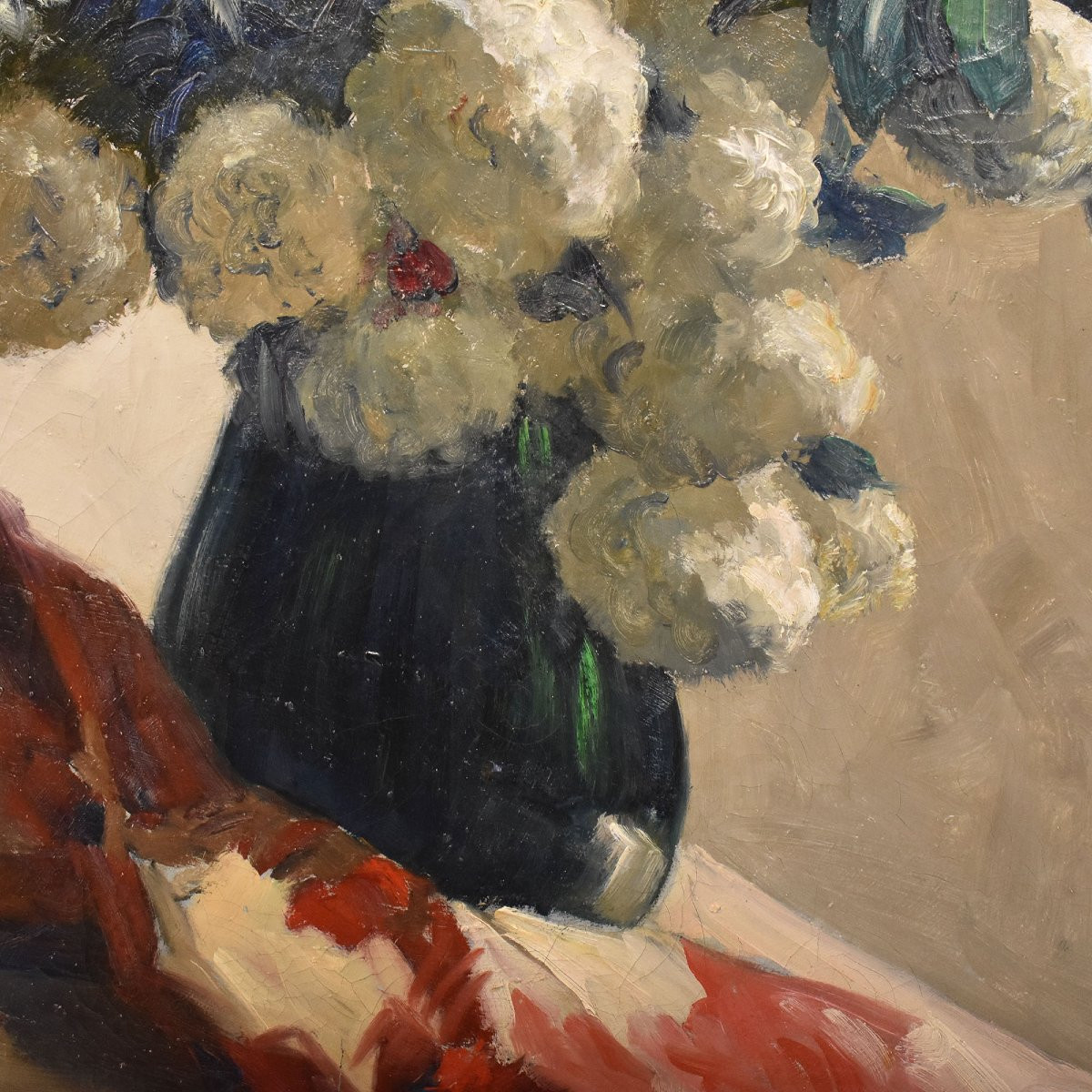 Art Nouveau Still Life Painting, Flowers Vase Painting, Spring Floral, Oil On Canvas (qf724)-photo-4