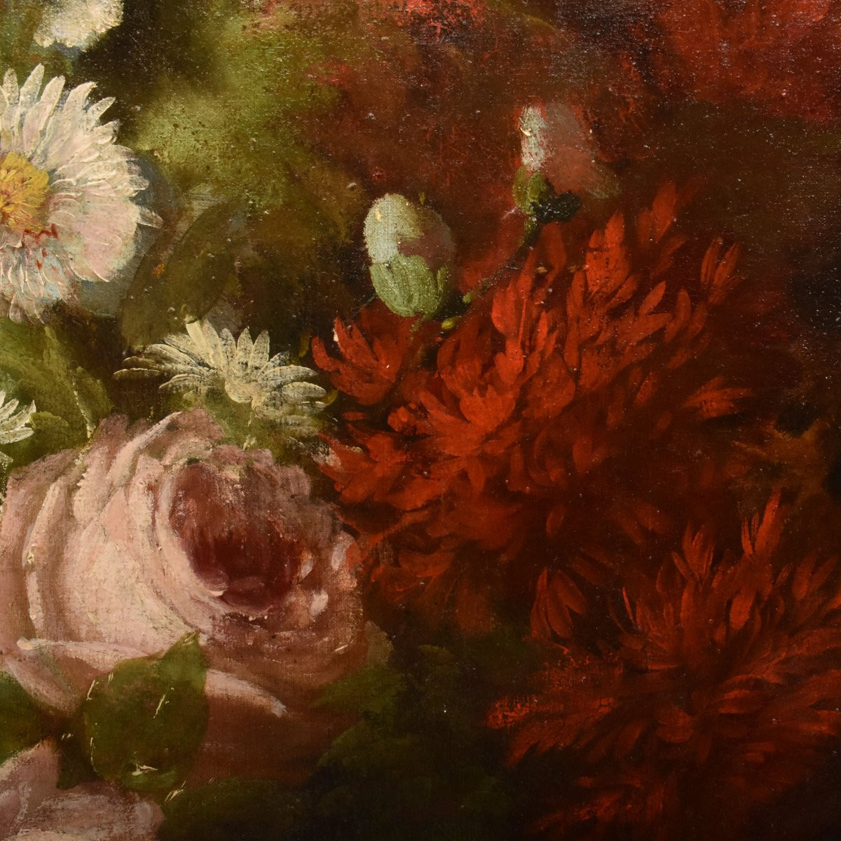 Tableau Ancien Fleurs, Étienne Léon Trébutien, Peinture nature morte florale, XIX (QF726)-photo-3