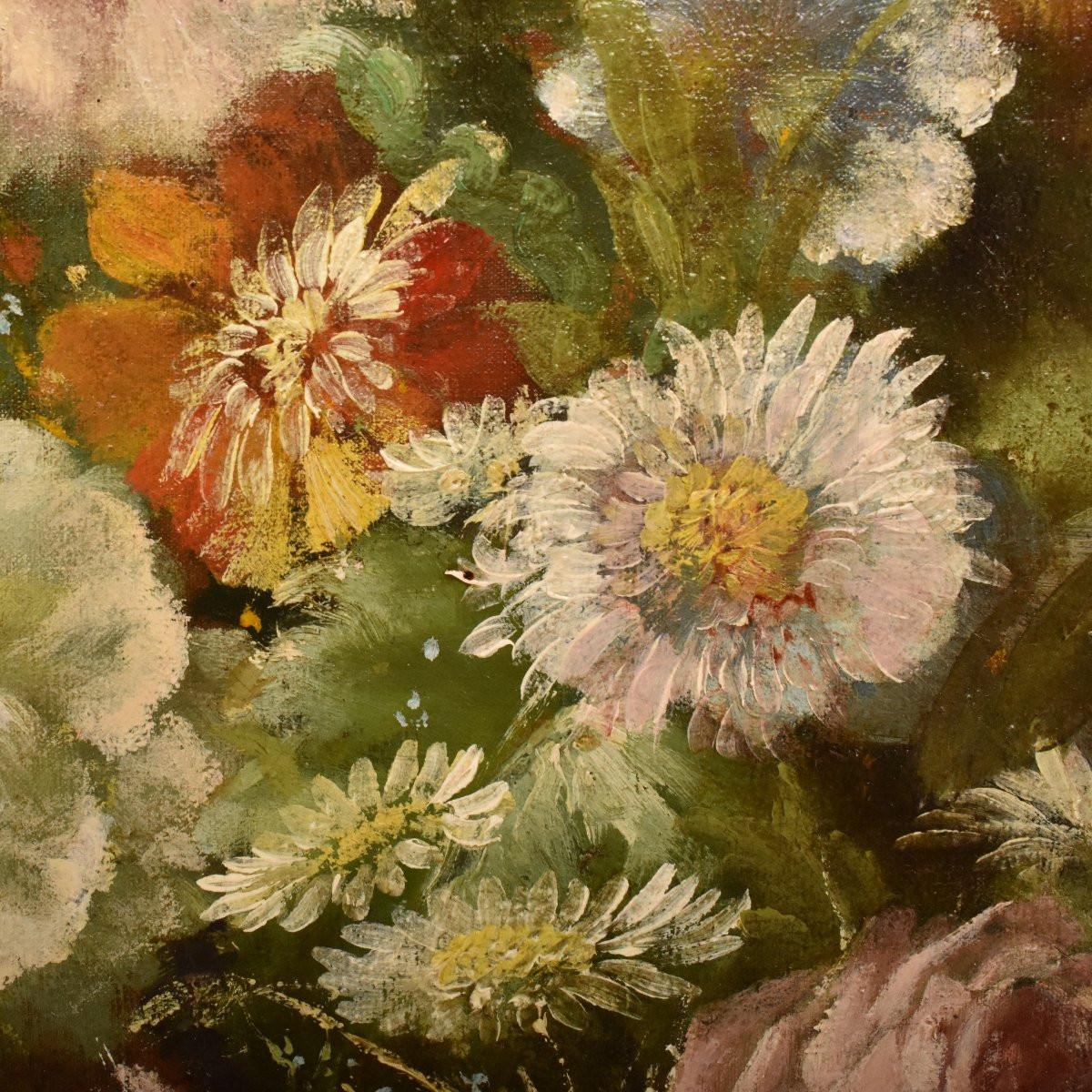 Tableau Ancien Fleurs, Étienne Léon Trébutien, Peinture nature morte florale, XIX (QF726)-photo-4