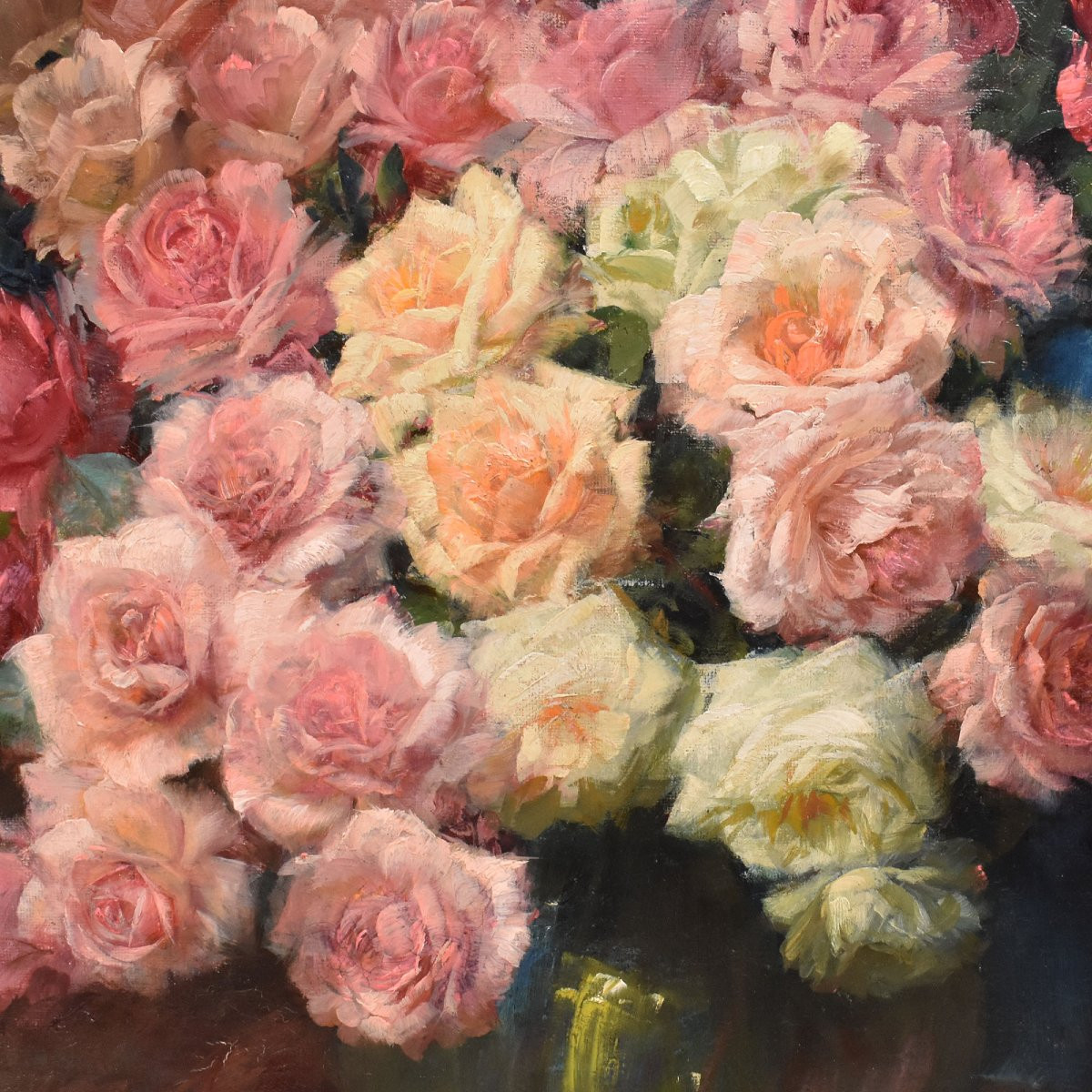 Large Flower Paintings, Roses Still Life, Oil Painting Flowers, Art Deco, XX Siècle (qf727)-photo-4