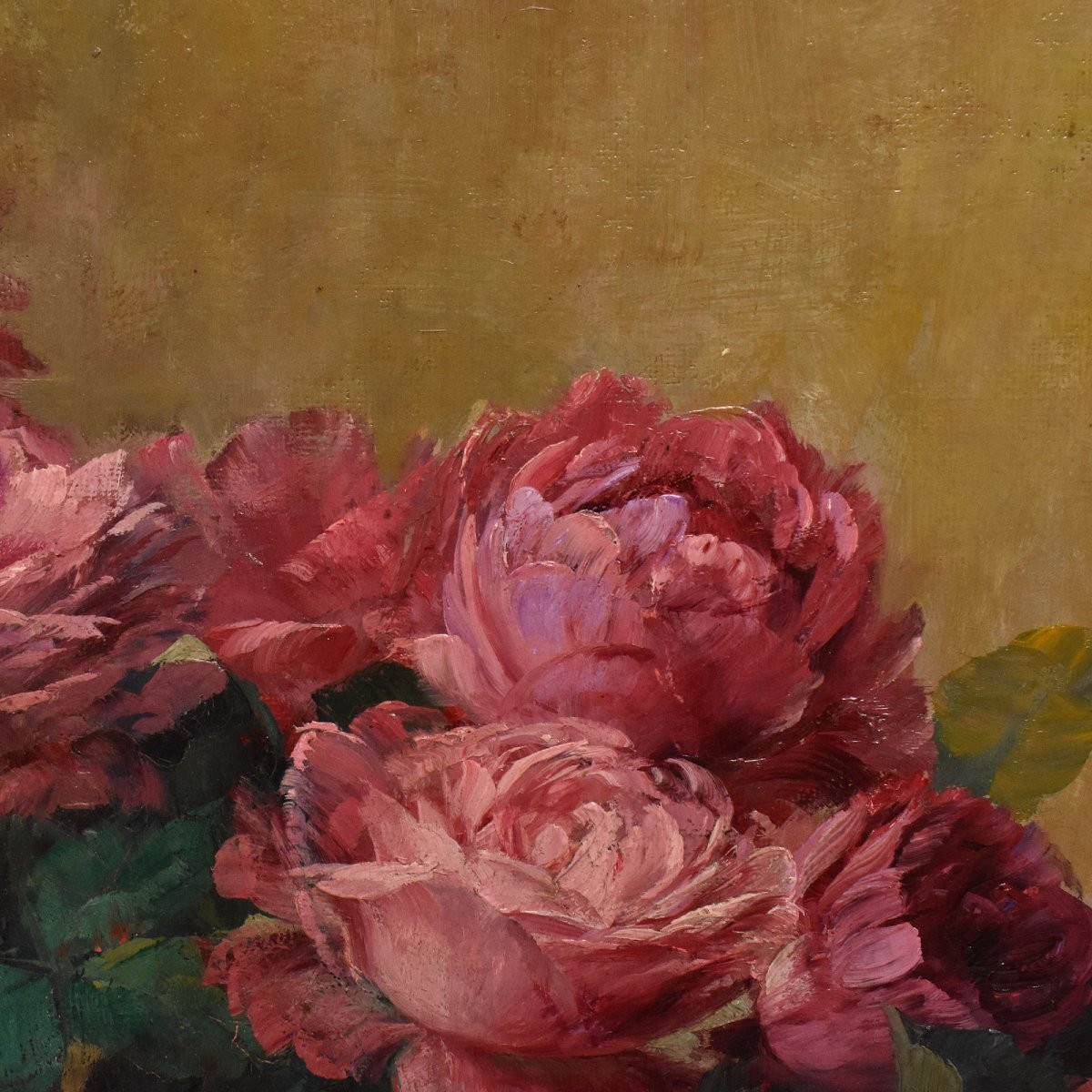 Large Flower Paintings, Roses Still Life, Oil Painting Flowers, Art Deco, XX Siècle (qf727)-photo-4