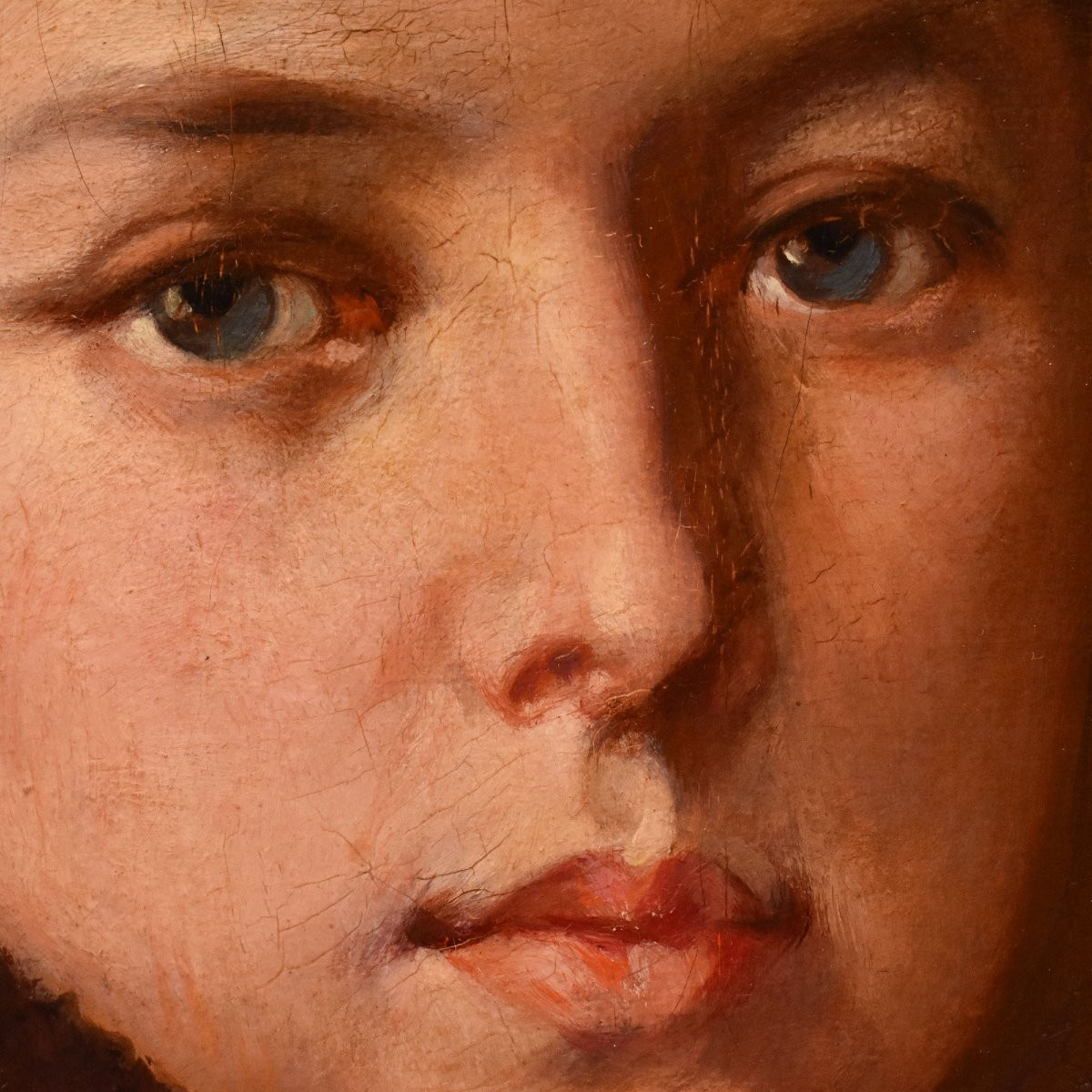 Antique Woman Portrait Painting, Elegant Female Portrait, Oil On Canvas, XIX Century. (qr729) -photo-2