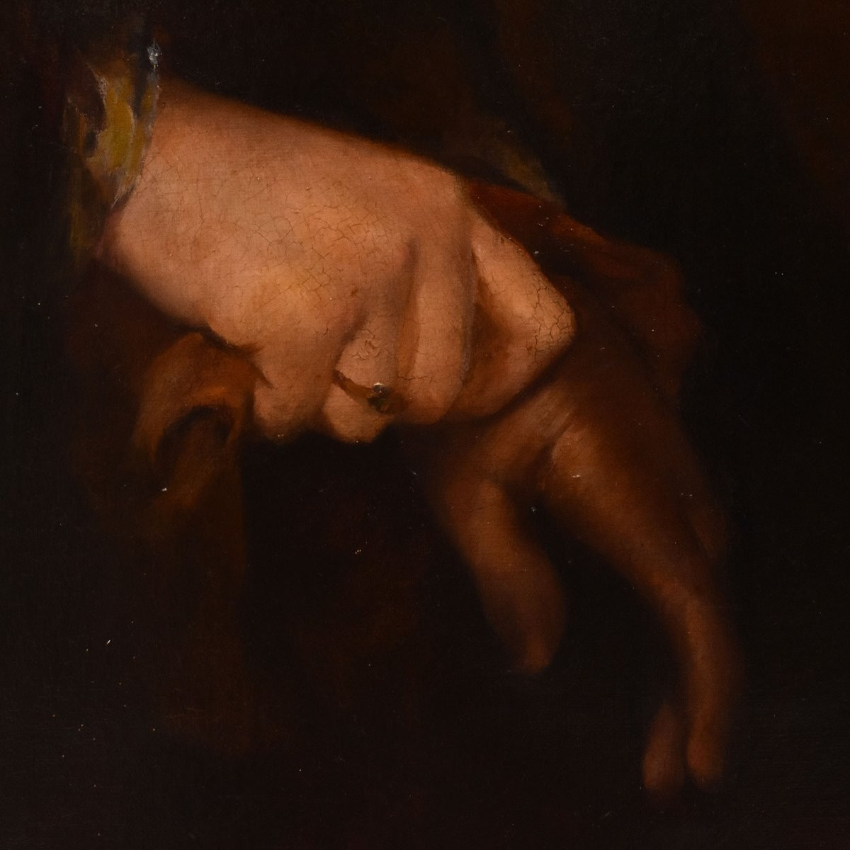 Antique Woman Portrait Painting, Elegant Female Portrait, Oil On Canvas, XIX Century. (qr729) -photo-3