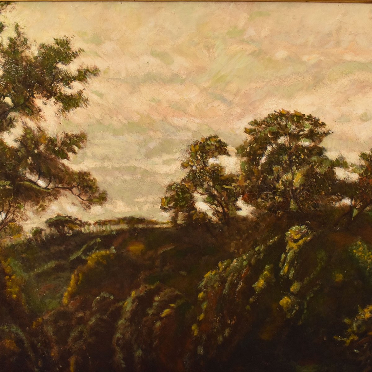 Antique Oil Painting, Landscape With Cows And Shepherds, Nature Painting, XIX Century. (qp730)-photo-3
