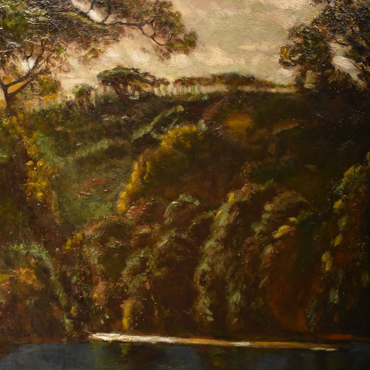 Antique Oil Painting, Landscape With Cows And Shepherds, Nature Painting, XIX Century. (qp730)-photo-4