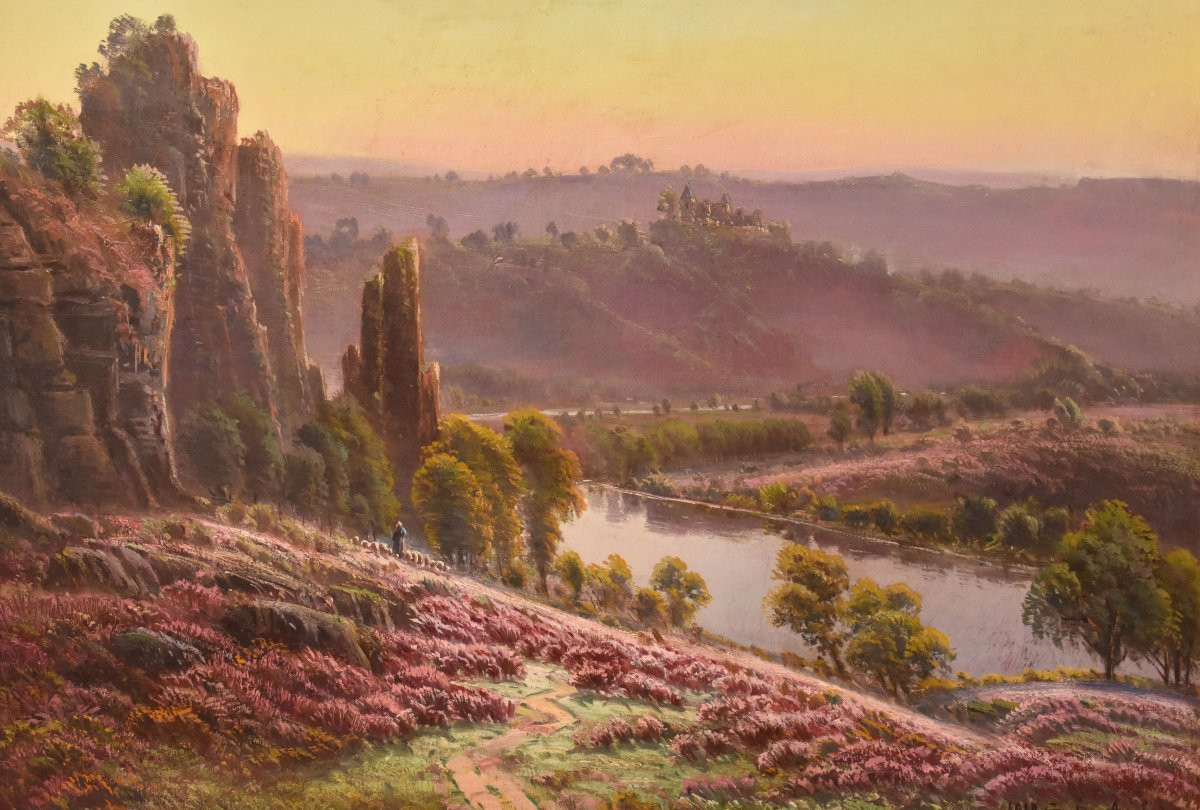 Antique Painting, Gaston Anglade, Landscape Painting, Corrèze, Nature Painting, XX. (qp733)-photo-3