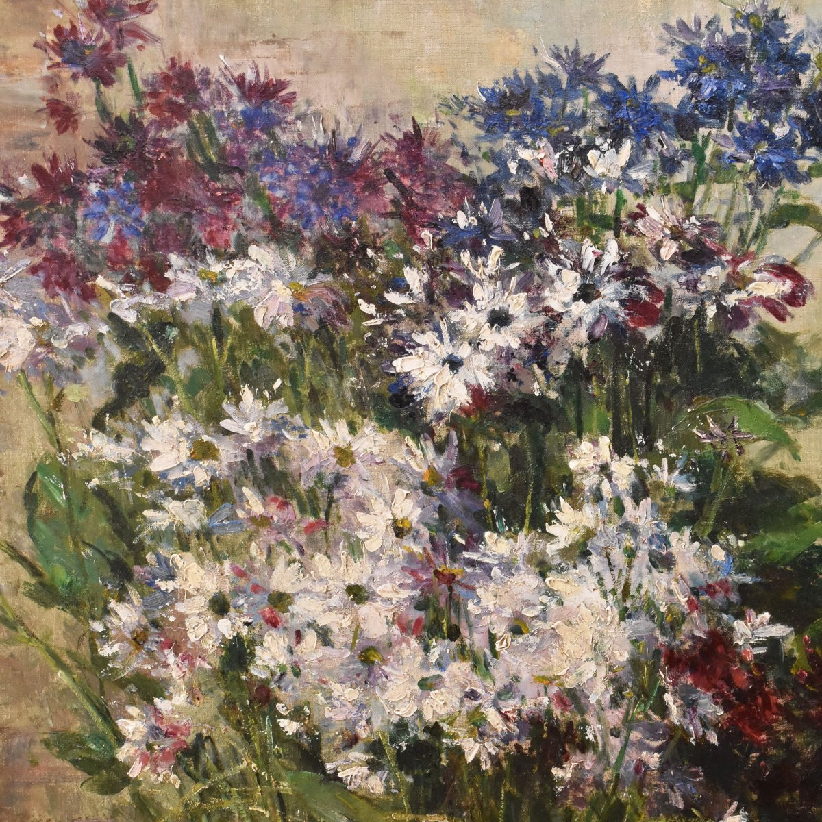 Tableau Ancien Fleurs, Hubert Bellis, Peinture Nature Morte Florale, XIX Siècle. (QF736)-photo-1