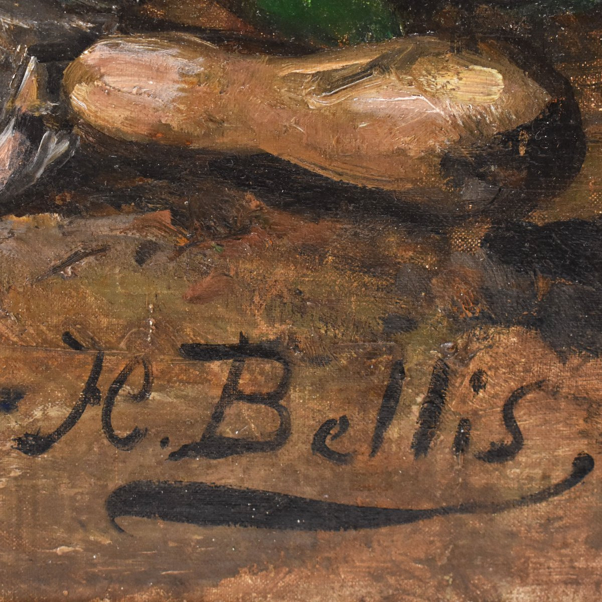 Tableau Ancien Fleurs, Hubert Bellis, Peinture Nature Morte Florale, XIX Siècle. (QF736)-photo-5