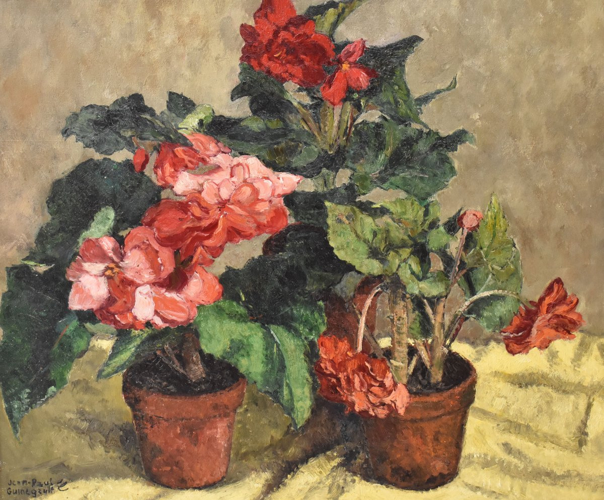 Still Life Painting, Flowers Vase Painting, Spring Floral, Geraniums Or Begonias, Oil (qf737)-photo-3