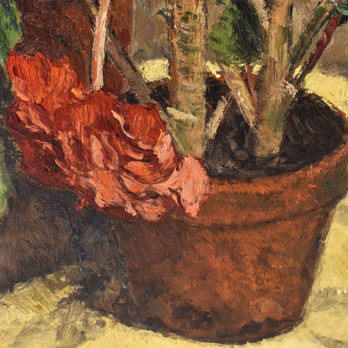 Still Life Painting, Flowers Vase Painting, Spring Floral, Geraniums Or Begonias, Oil (qf737)-photo-4