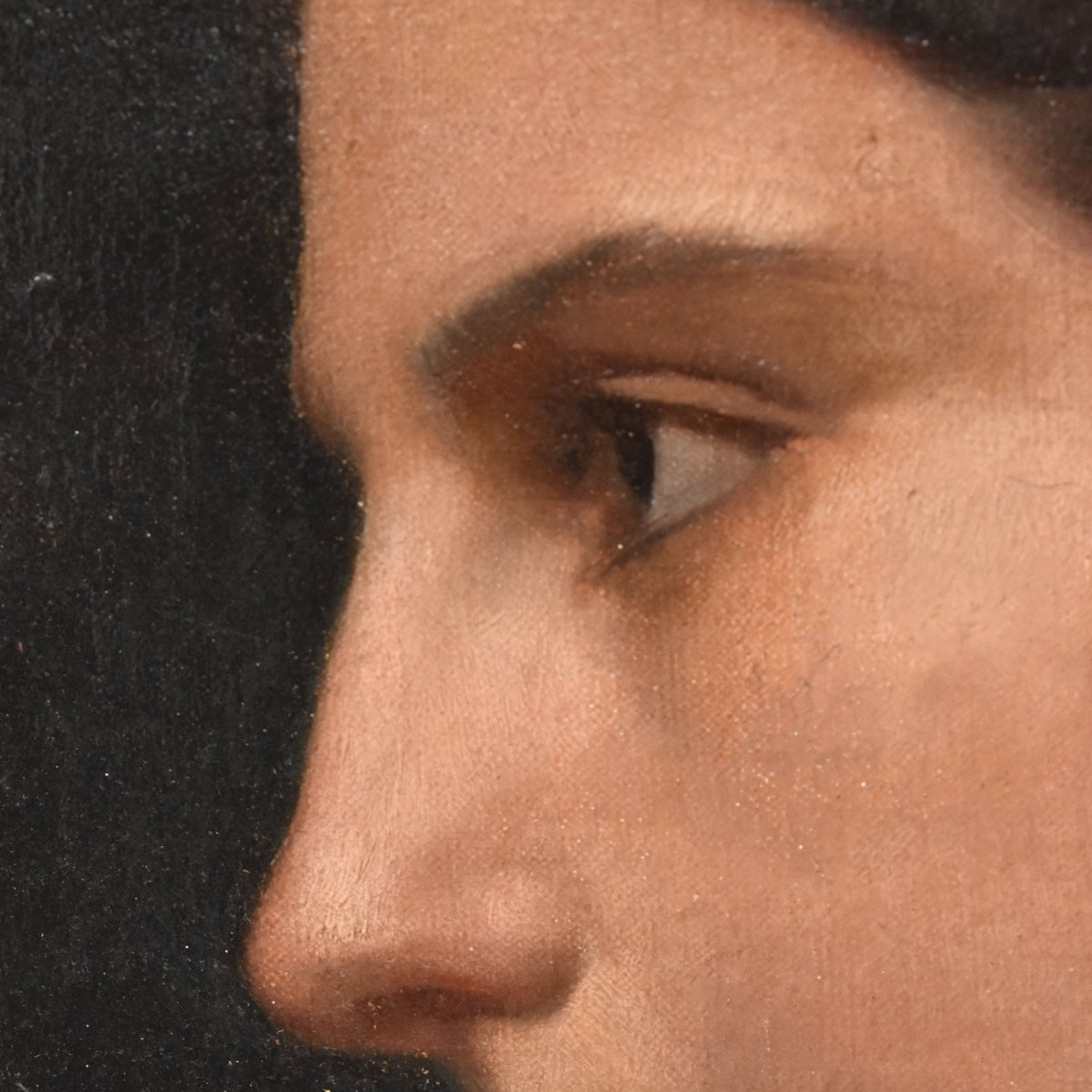 Tableau Ancien, Urbain Bourgeois, Portrait De Jeune Femme Néoclassique, Huile Sur Toile(QR 741)-photo-3