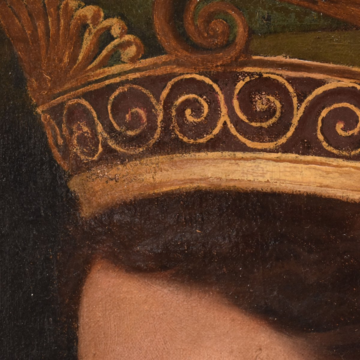 Tableau Ancien, Urbain Bourgeois, Portrait De Jeune Femme Néoclassique, Huile Sur Toile(QR 741)-photo-4