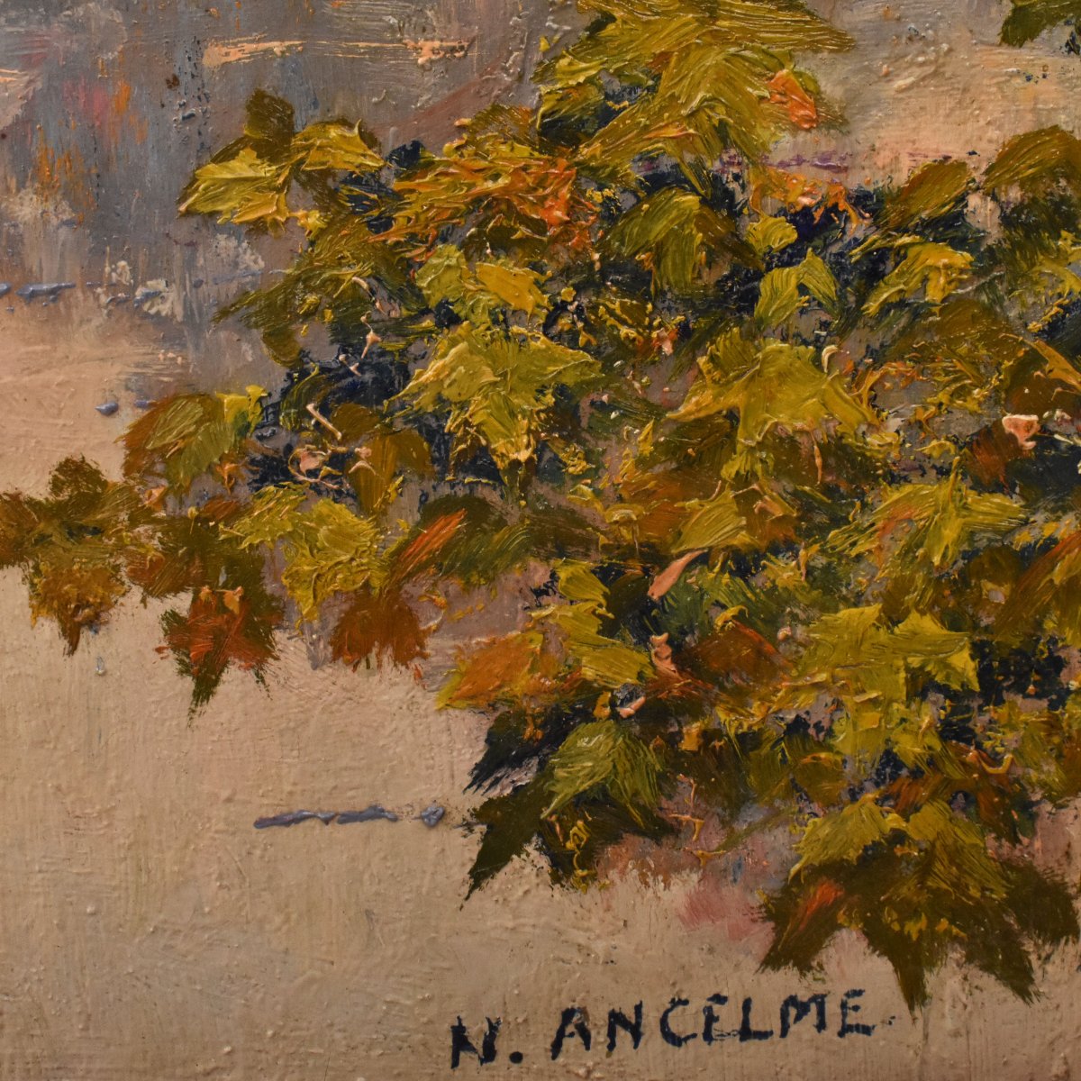 Antique Painting, Narcisse Ancelme, Landscape With Lake, Early XX Century. (qp747)-photo-3