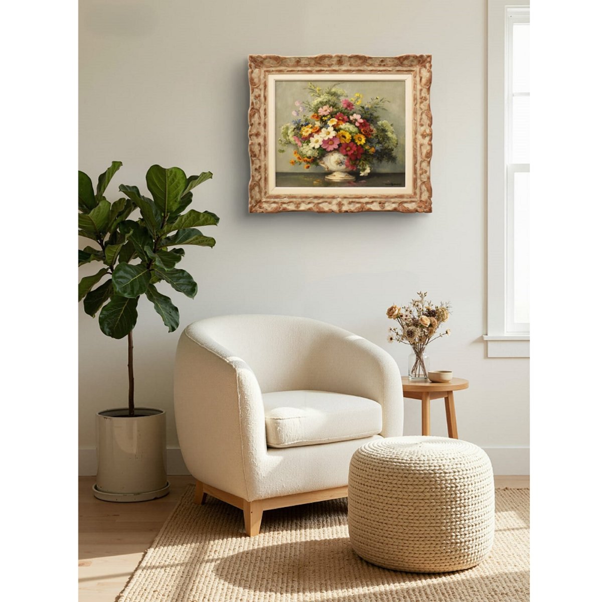 Tableau Ancien Fleurs, Maurice Alfred Decamps, Peinture Fleurs, Spring Flowers, XX (QF748)-photo-2