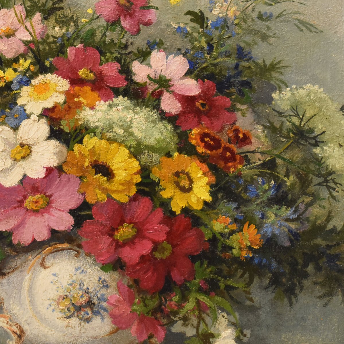 Tableau Ancien Fleurs, Maurice Alfred Decamps, Peinture Fleurs, Spring Flowers, XX (QF748)-photo-4