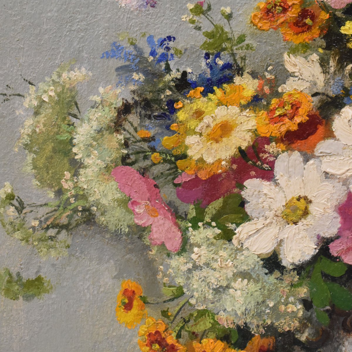 Tableau Ancien Fleurs, Maurice Alfred Decamps, Peinture Fleurs, Spring Flowers, XX (QF748)-photo-1