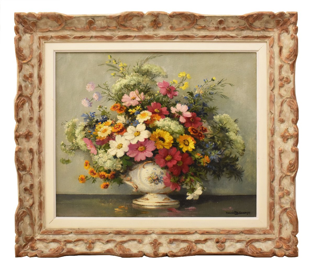 Tableau Ancien Fleurs, Maurice Alfred Decamps, Peinture Fleurs, Spring Flowers, XX (QF748)