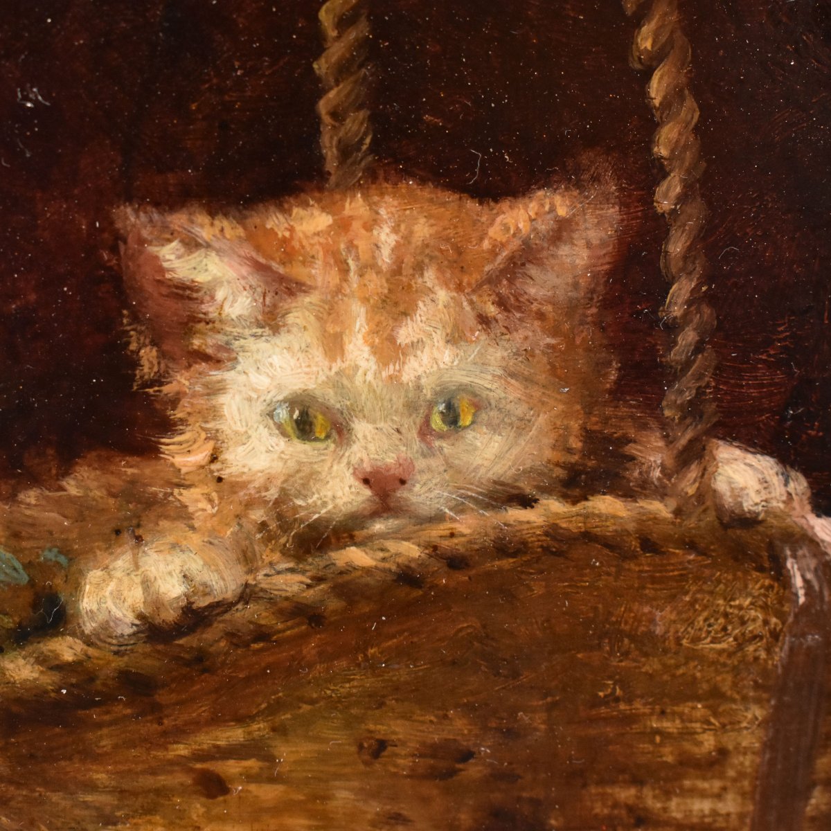 Tableau Ancien, Aimée Roy, Portraits De Chats, Petits Chatons, XIXè Siècle. (QA751)-photo-3