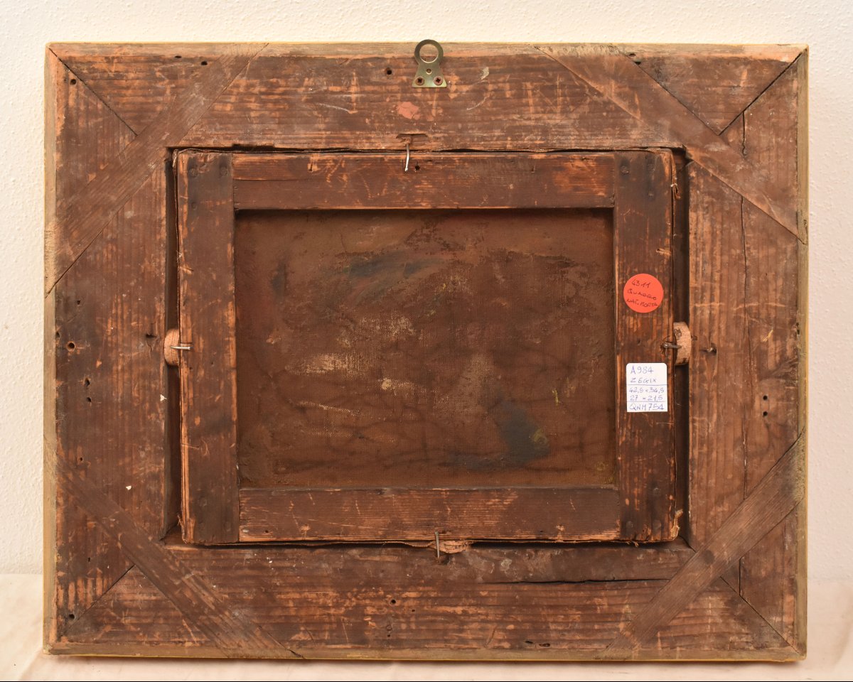 Tableau Ancien, Auguste Aridas, Petite Nature Morte à la Grenade, XIX Siècle. (QNM754)-photo-5