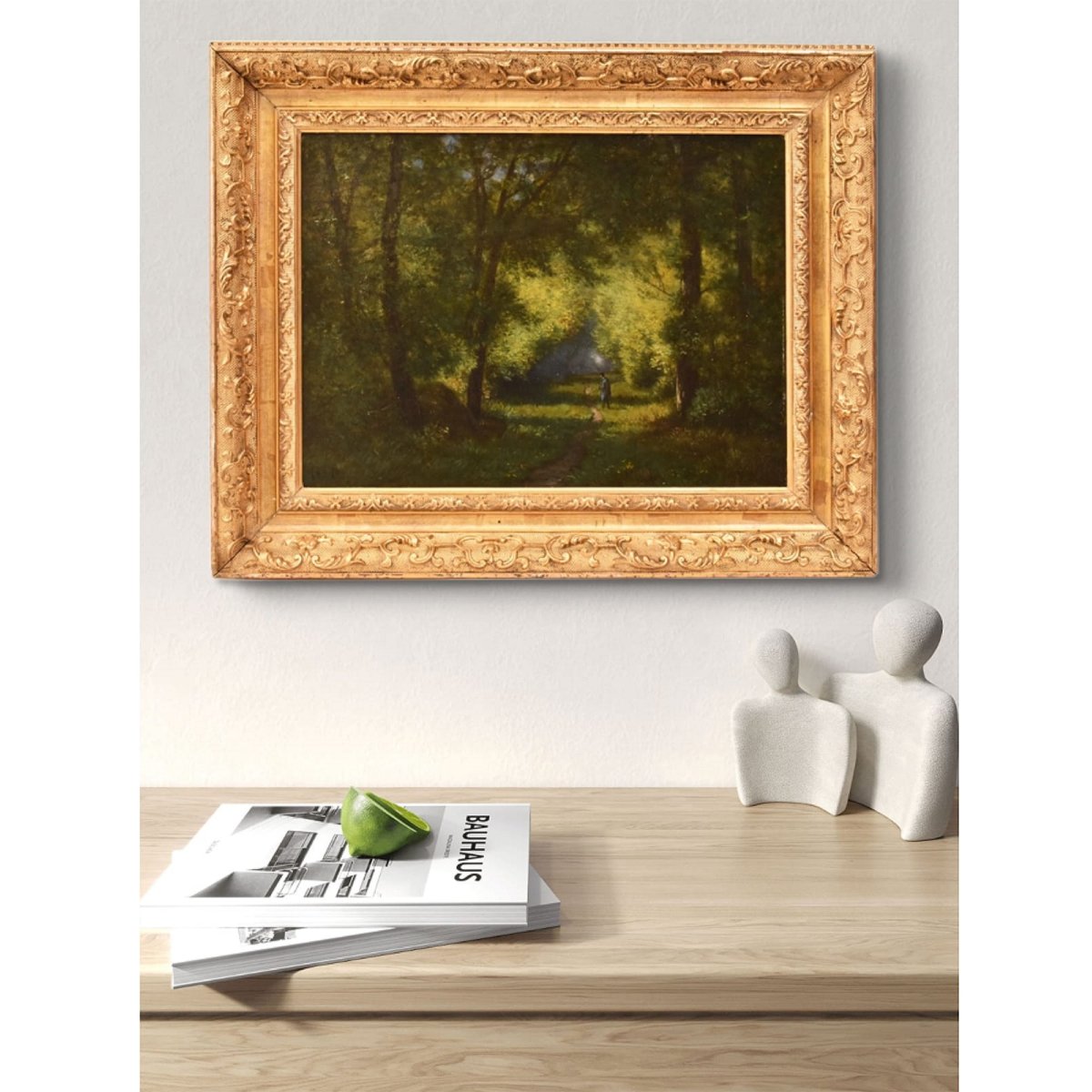 Tableau Ancien, Hector Pron, Petit Paysage Sous Bois, Huile Sur Panneau, XIXème Siècle. (QP755)-photo-2
